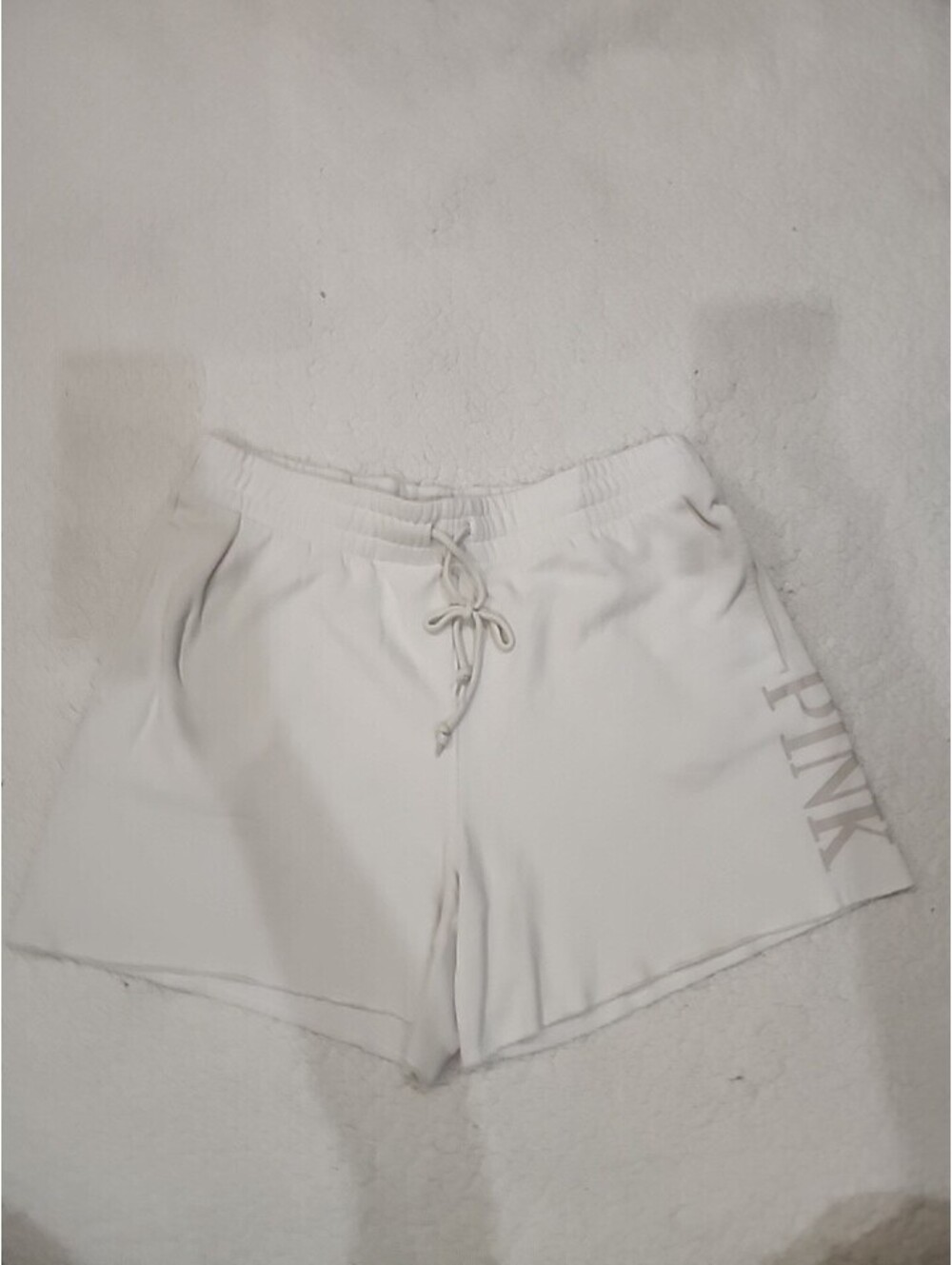 Victoriaโs Secret PINK Sweat Shorts Womens Size L Ivory Cream High Rise Sweats